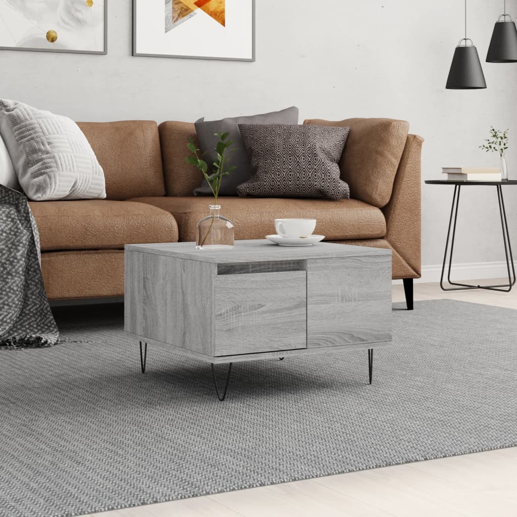 Coffee table, sonoma grey, 55x55x36.5 cm, processed wood