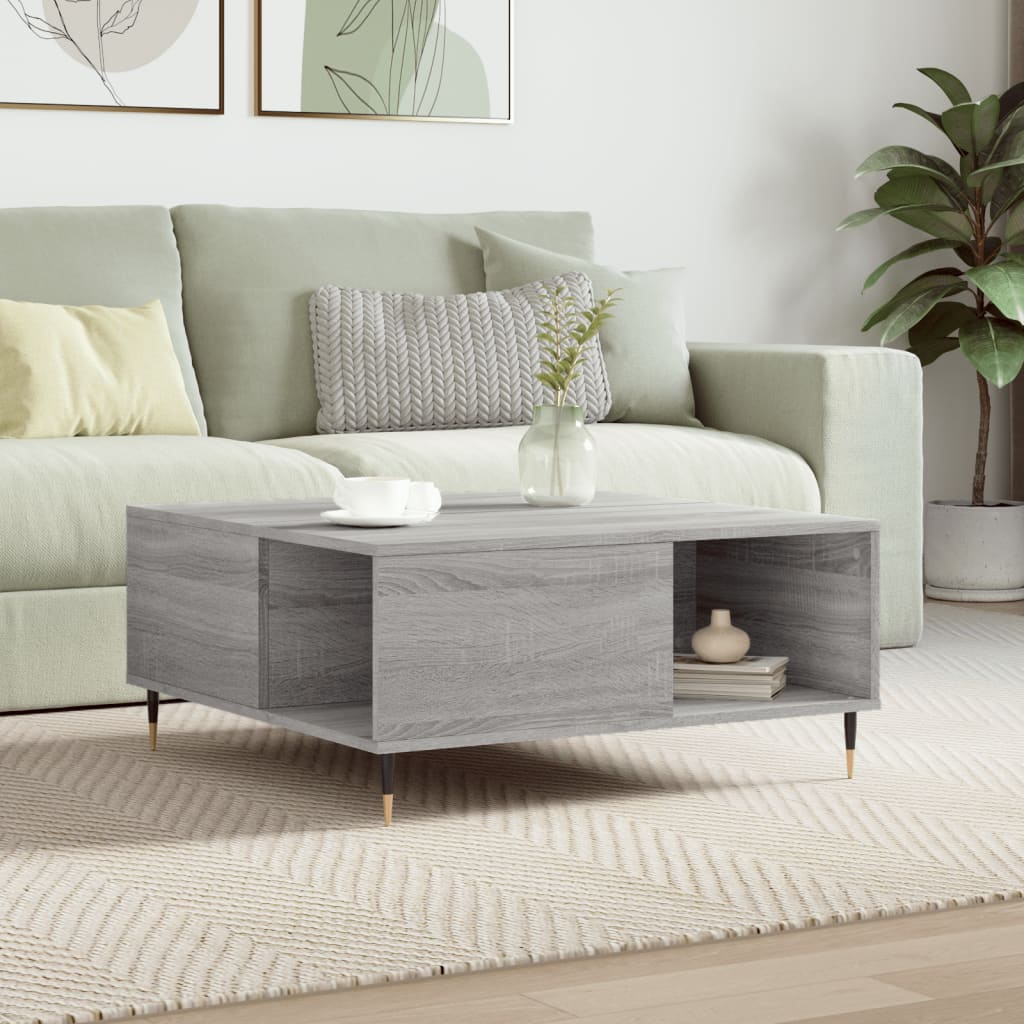 Coffee table, sonoma grey, 80x80x36.5 cm, processed wood