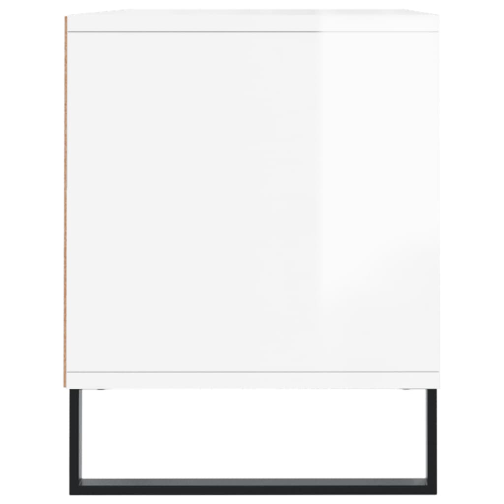 Comodă TV, alb extralucios, 100x34,5x44,5 cm, lemn prelucrat