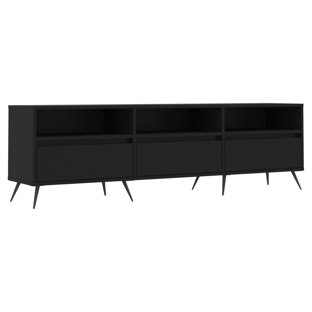 TV sideboard, black, 150x30x44.5 cm, processed wood