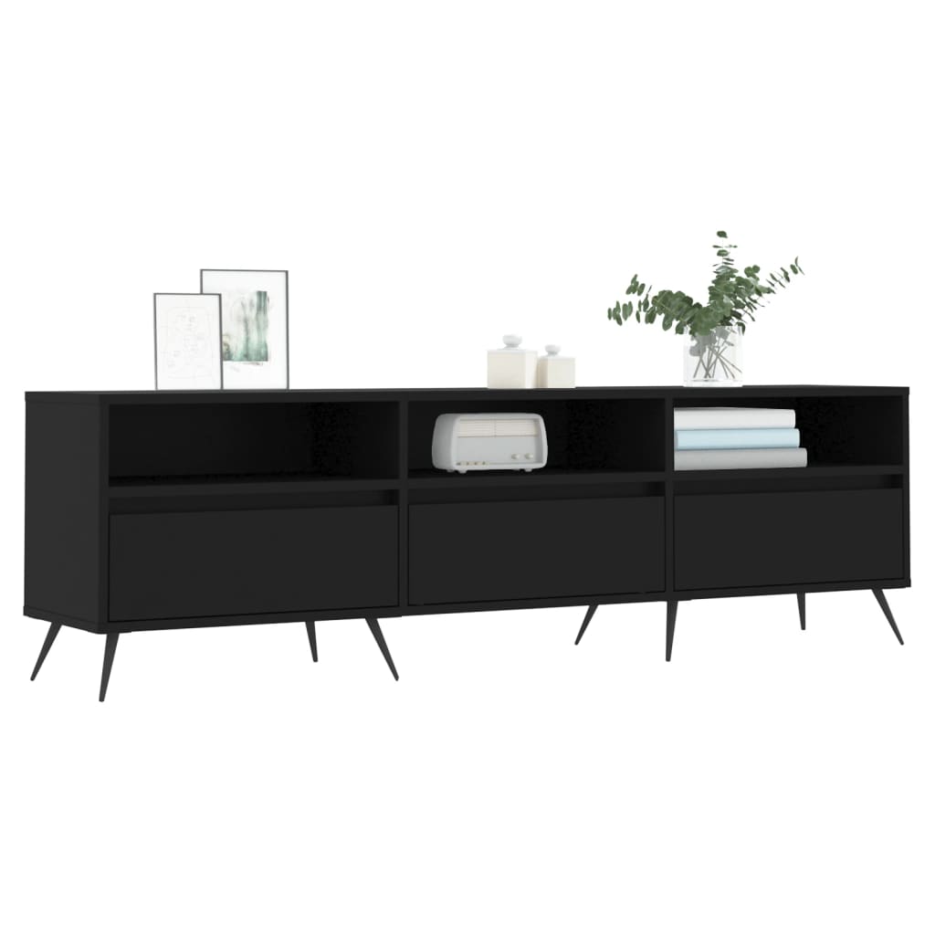 TV sideboard, black, 150x30x44.5 cm, processed wood