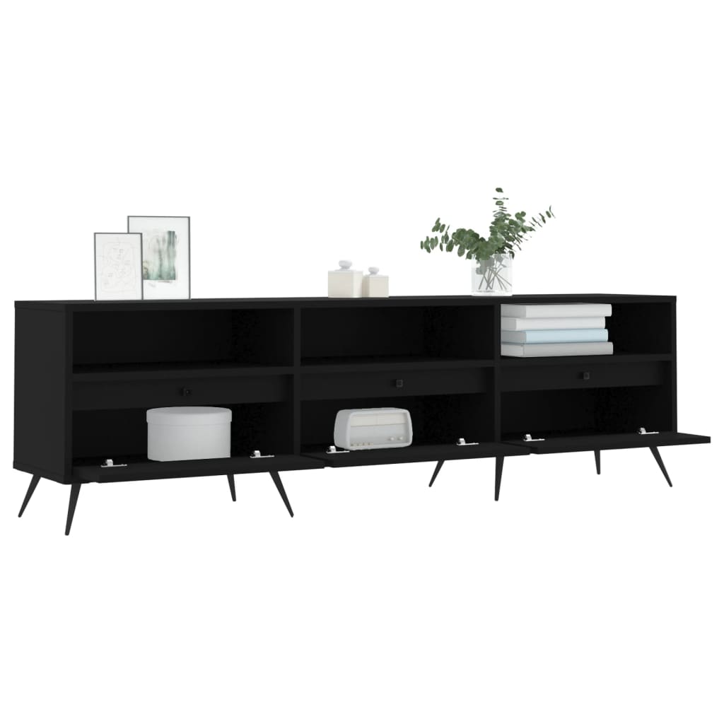 TV sideboard, black, 150x30x44.5 cm, processed wood