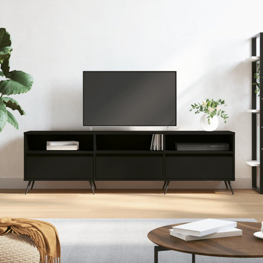 TV sideboard, black, 150x30x44.5 cm, processed wood