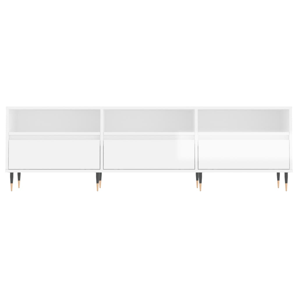 TV sideboard, extra-glossy white, 150x30x44.5 cm, processed wood