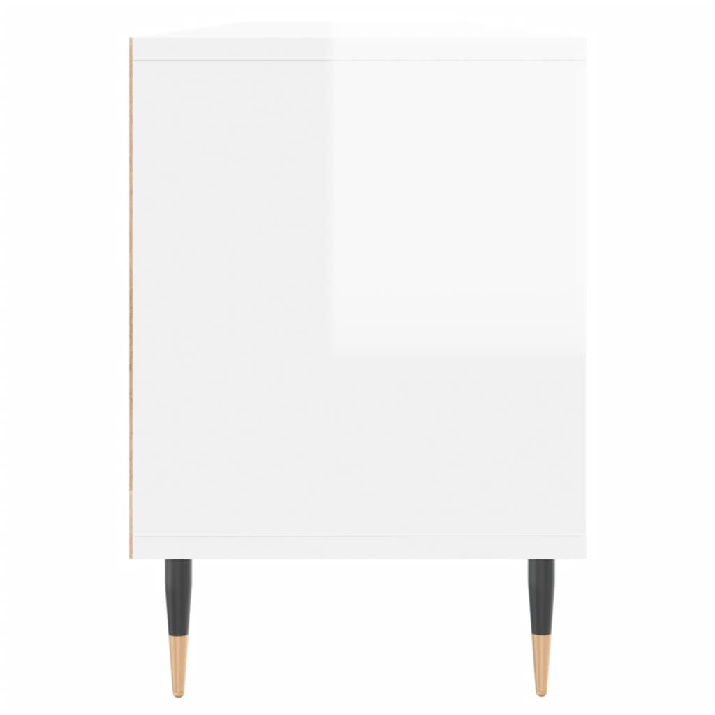 TV sideboard, extra-glossy white, 150x30x44.5 cm, processed wood
