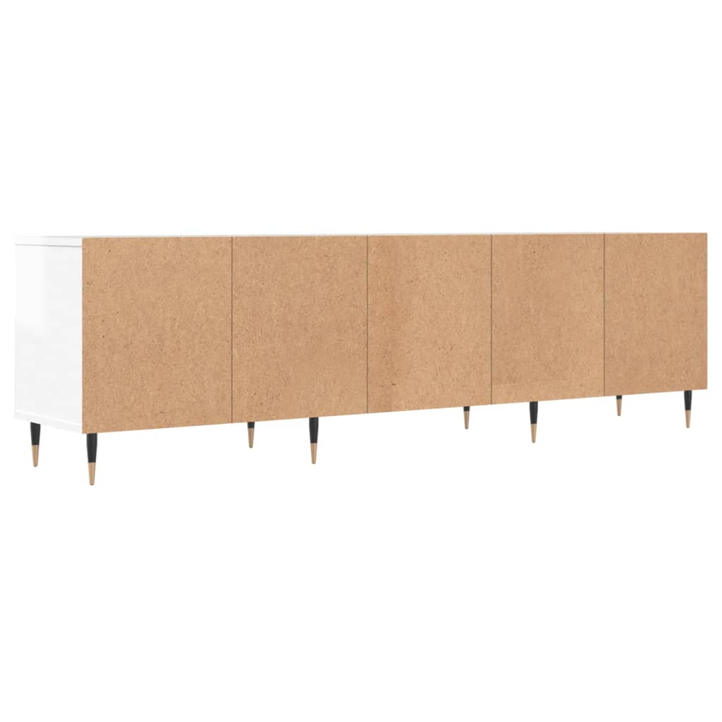 TV sideboard, extra-glossy white, 150x30x44.5 cm, processed wood
