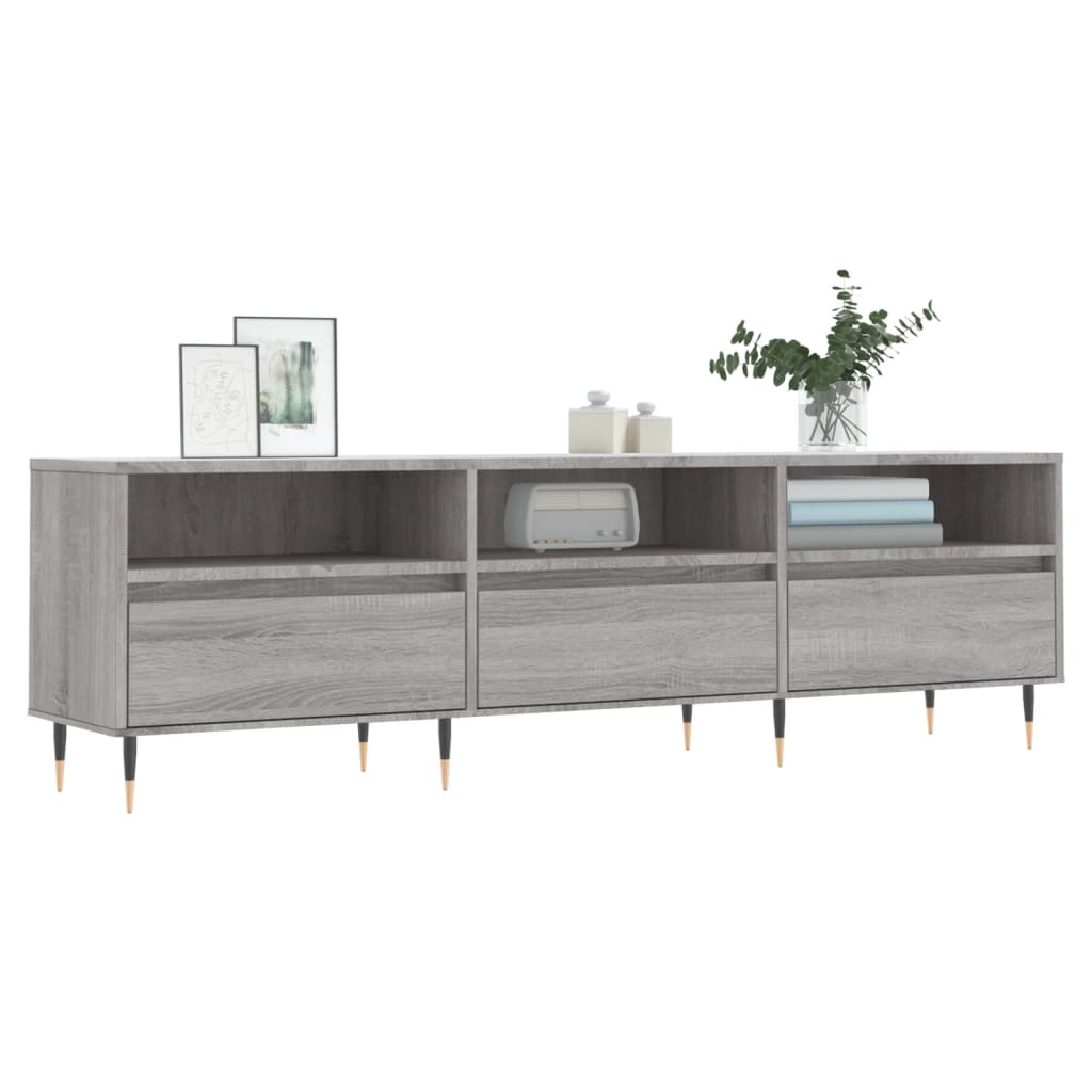 Comodă TV, gri sonoma, 150x30x44,5 cm, lemn prelucrat