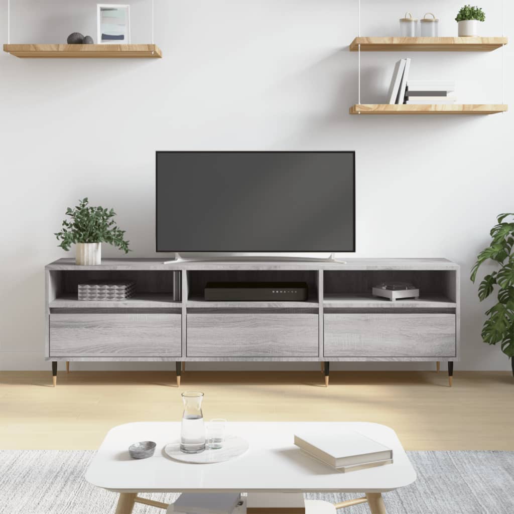 Comodă TV, gri sonoma, 150x30x44,5 cm, lemn prelucrat