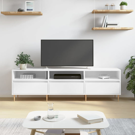 Comodă TV, alb, 150x30x44,5 cm, lemn prelucrat