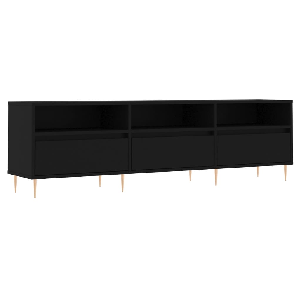 TV sideboard, black, 150x30x44.5 cm, processed wood