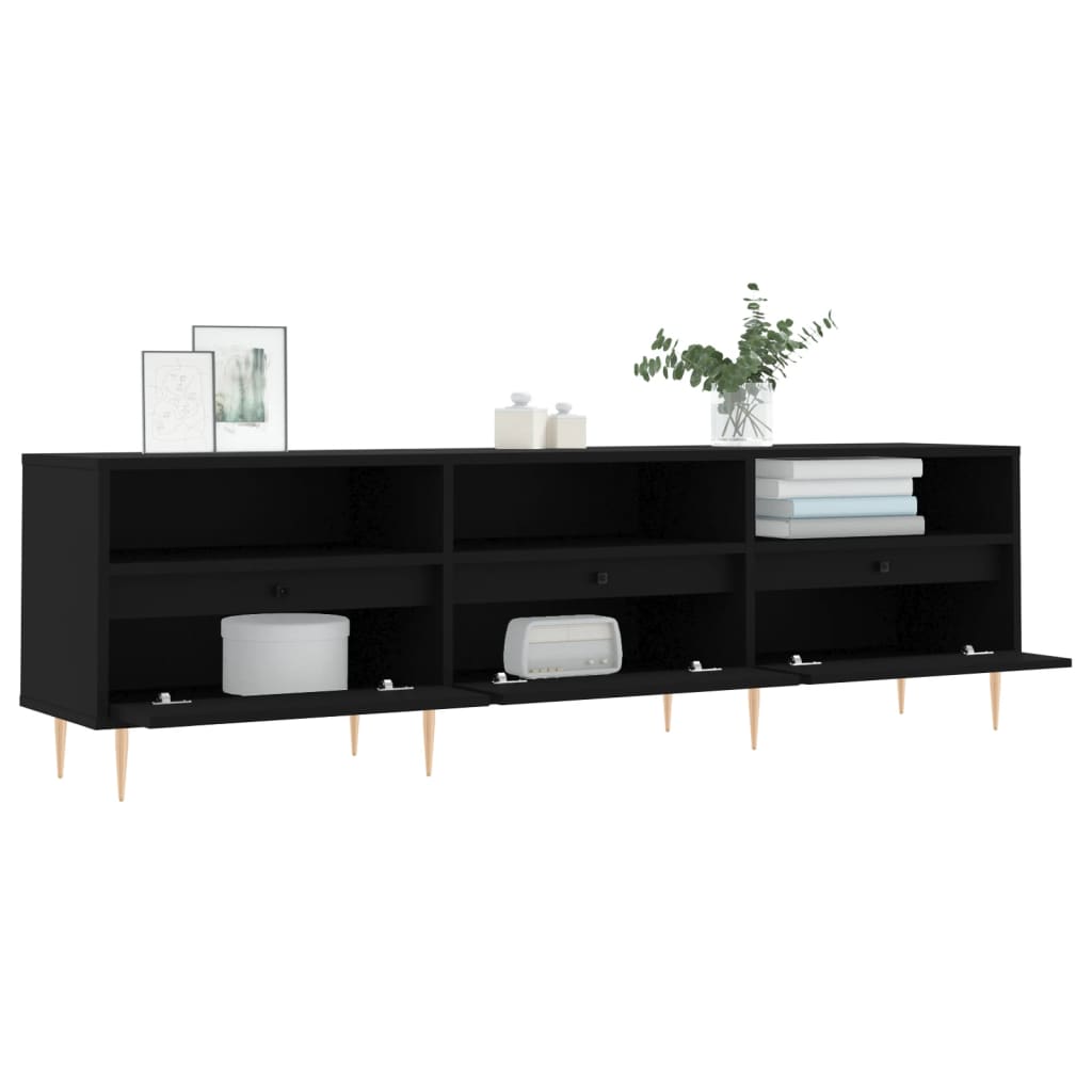 TV sideboard, black, 150x30x44.5 cm, processed wood