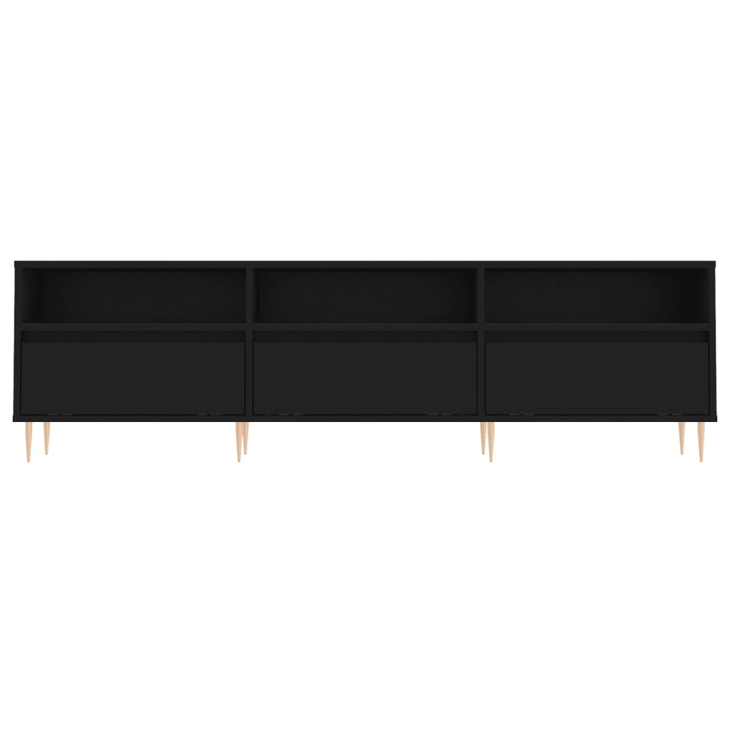 TV sideboard, black, 150x30x44.5 cm, processed wood