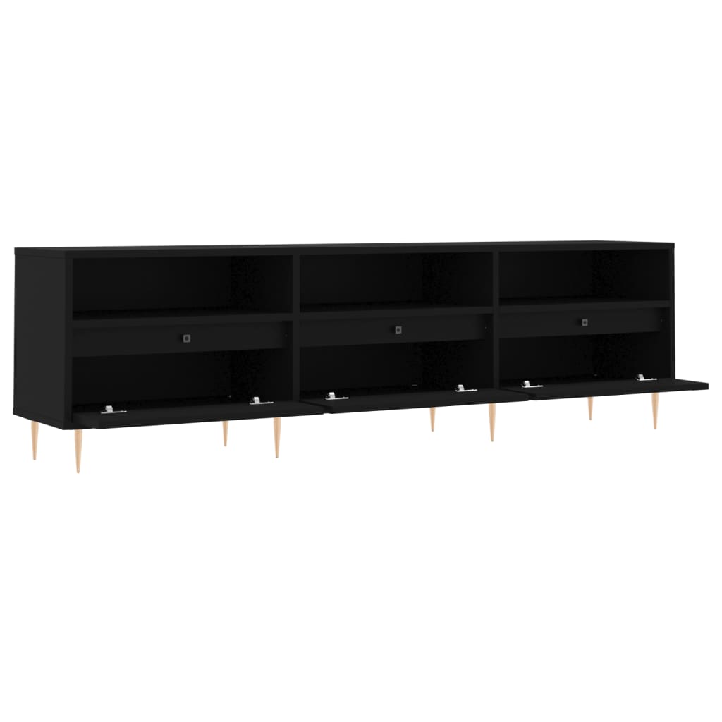 TV sideboard, black, 150x30x44.5 cm, processed wood