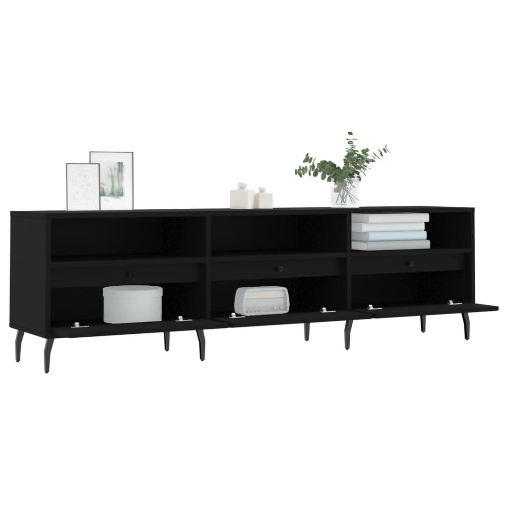 TV sideboard, black, 150x30x44.5 cm, processed wood