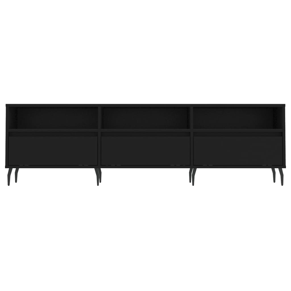 TV sideboard, black, 150x30x44.5 cm, processed wood