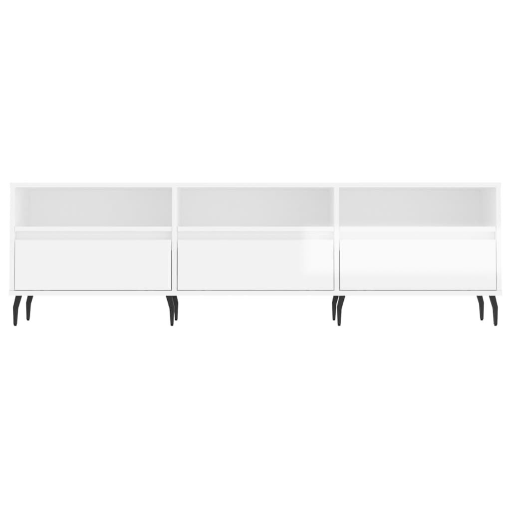 TV sideboard, extra-glossy white, 150x30x44.5 cm, processed wood