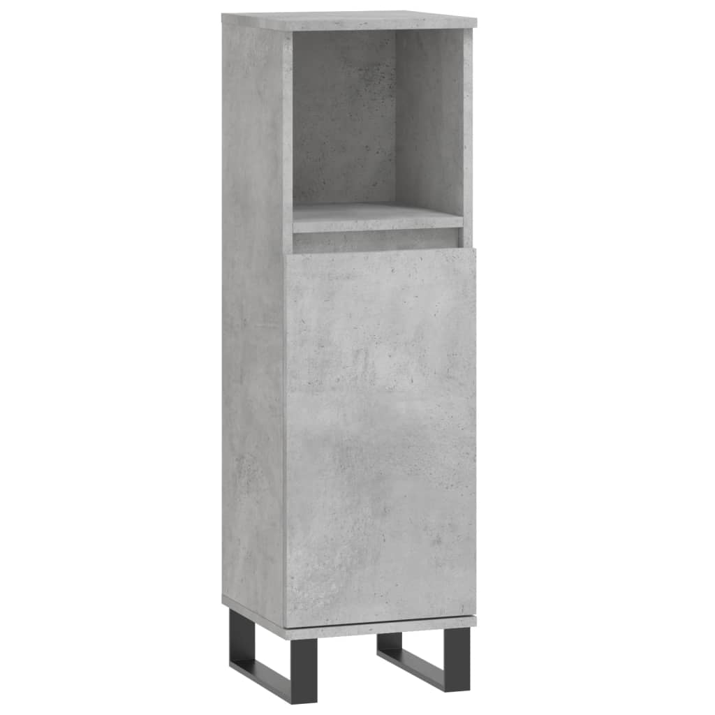 Dulap de baie, gri beton, 30x30x100 cm, lemn prelucrat
