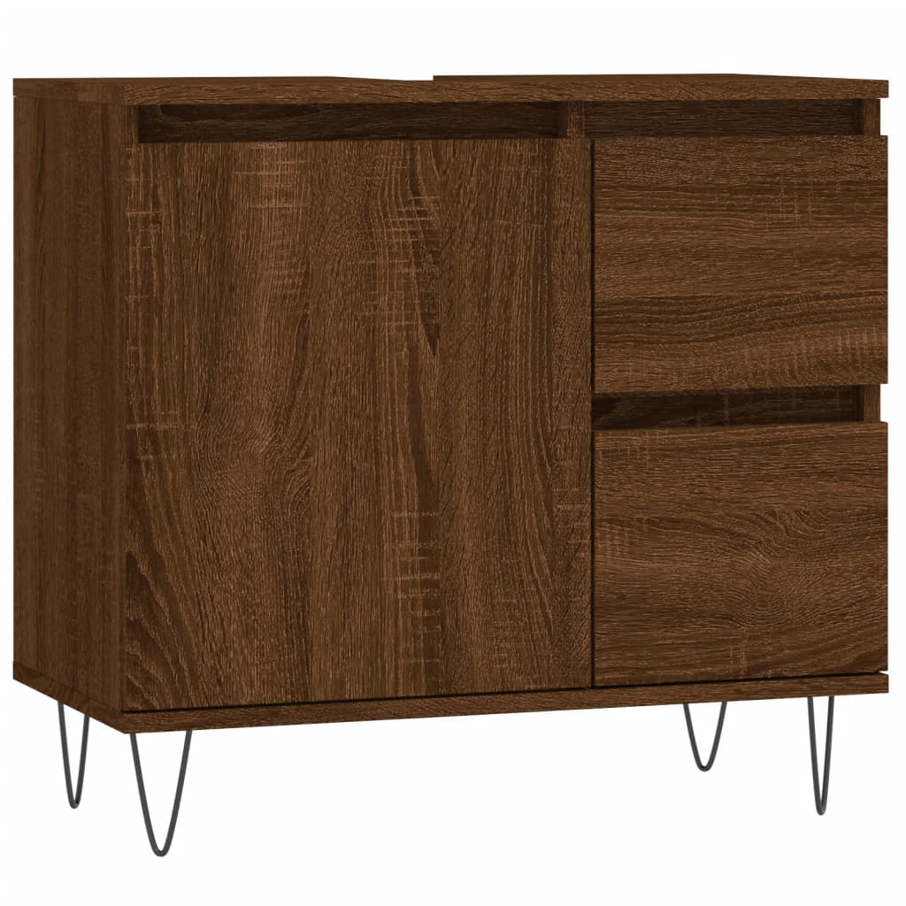 Dulap de baie, stejar maro, 65x33x60 cm, lemn prelucrat