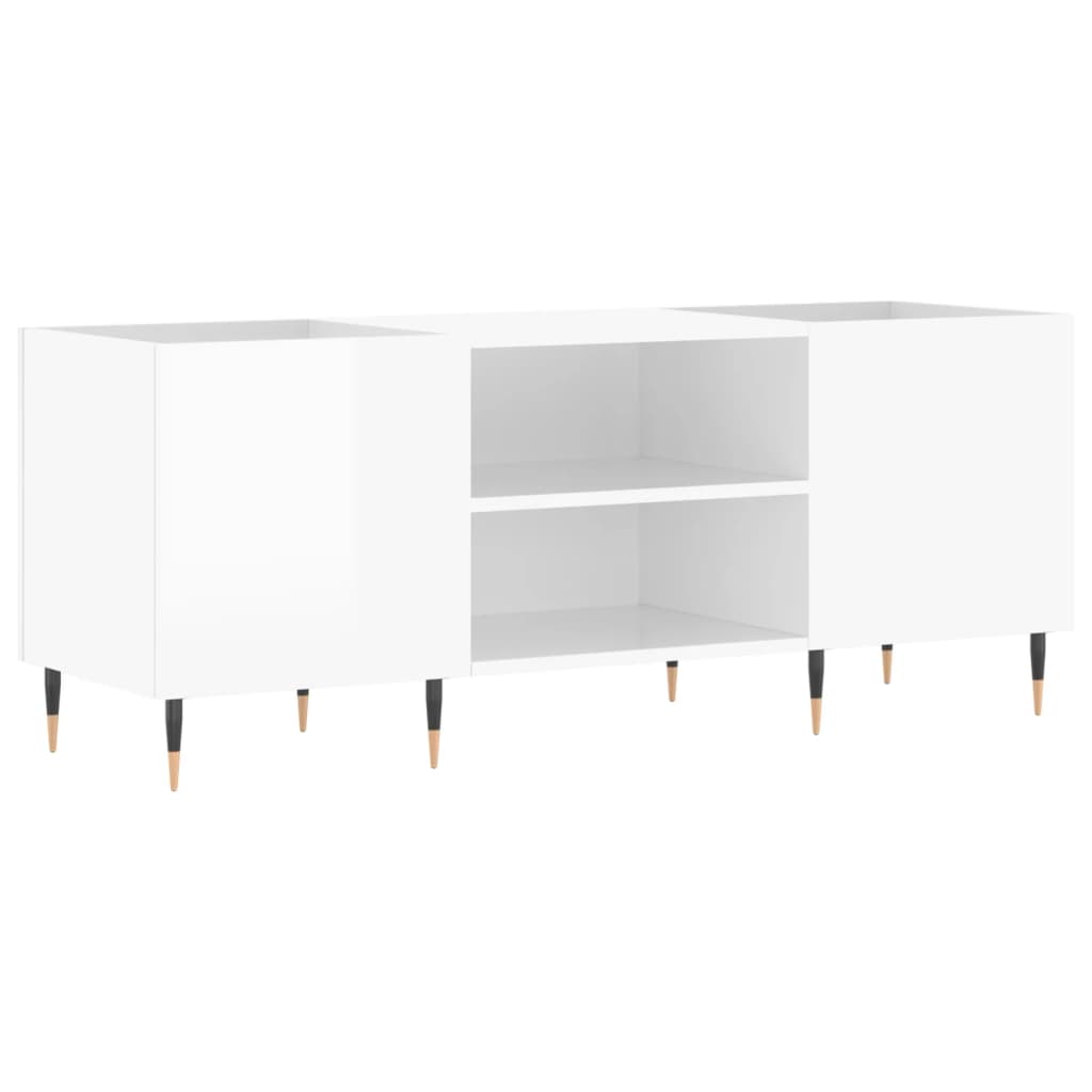 Disc cabinets glossy white 121x38x48 cm, processed wood
