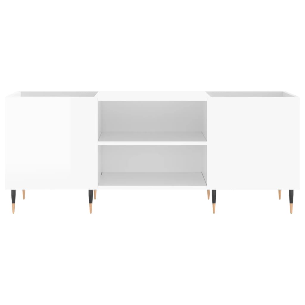 Disc cabinets glossy white 121x38x48 cm, processed wood
