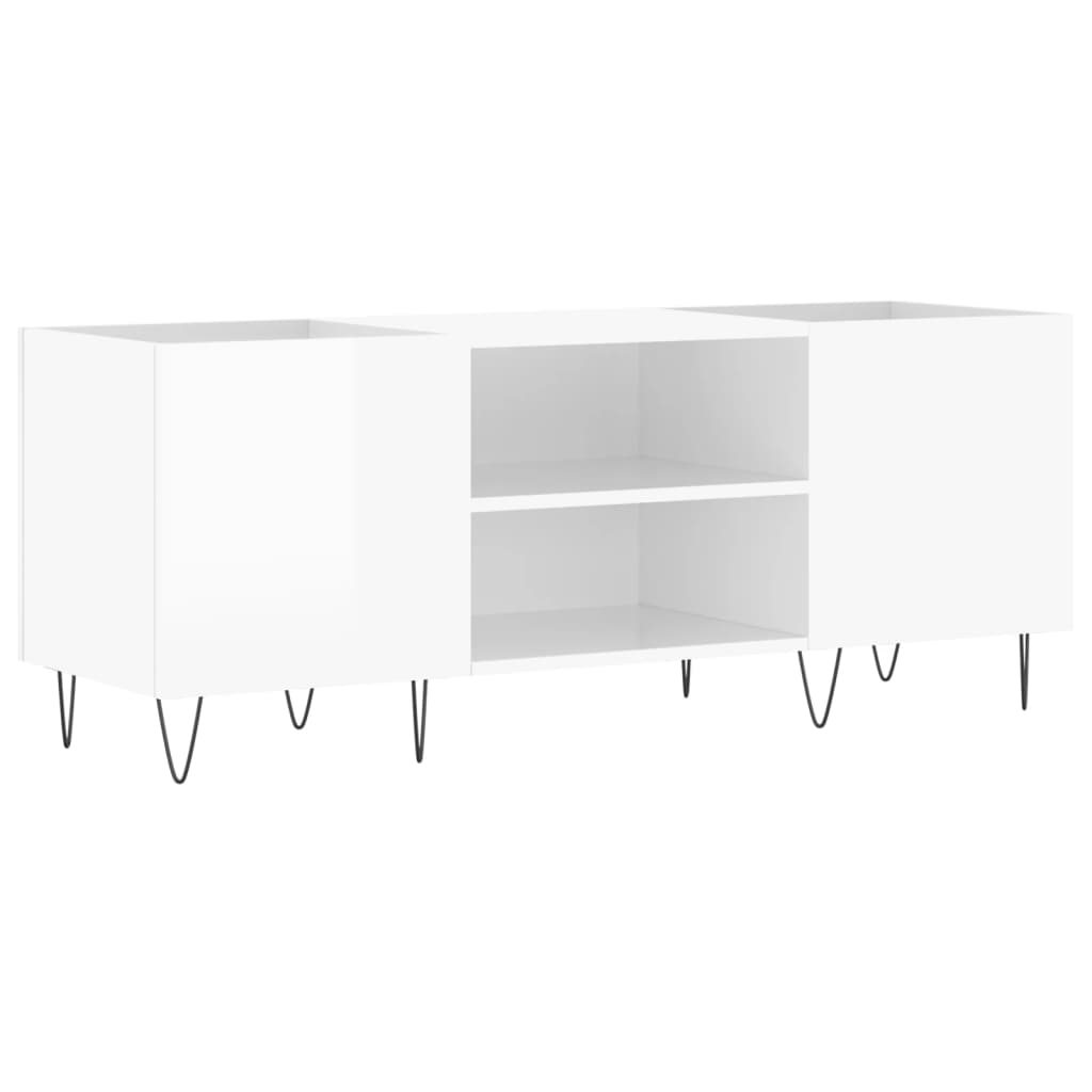 Disc cabinets glossy white 121x38x48 cm, processed wood