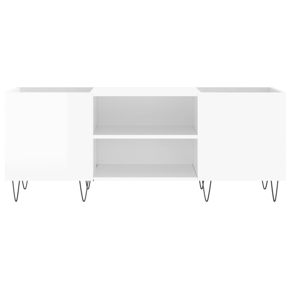 Disc cabinets glossy white 121x38x48 cm, processed wood