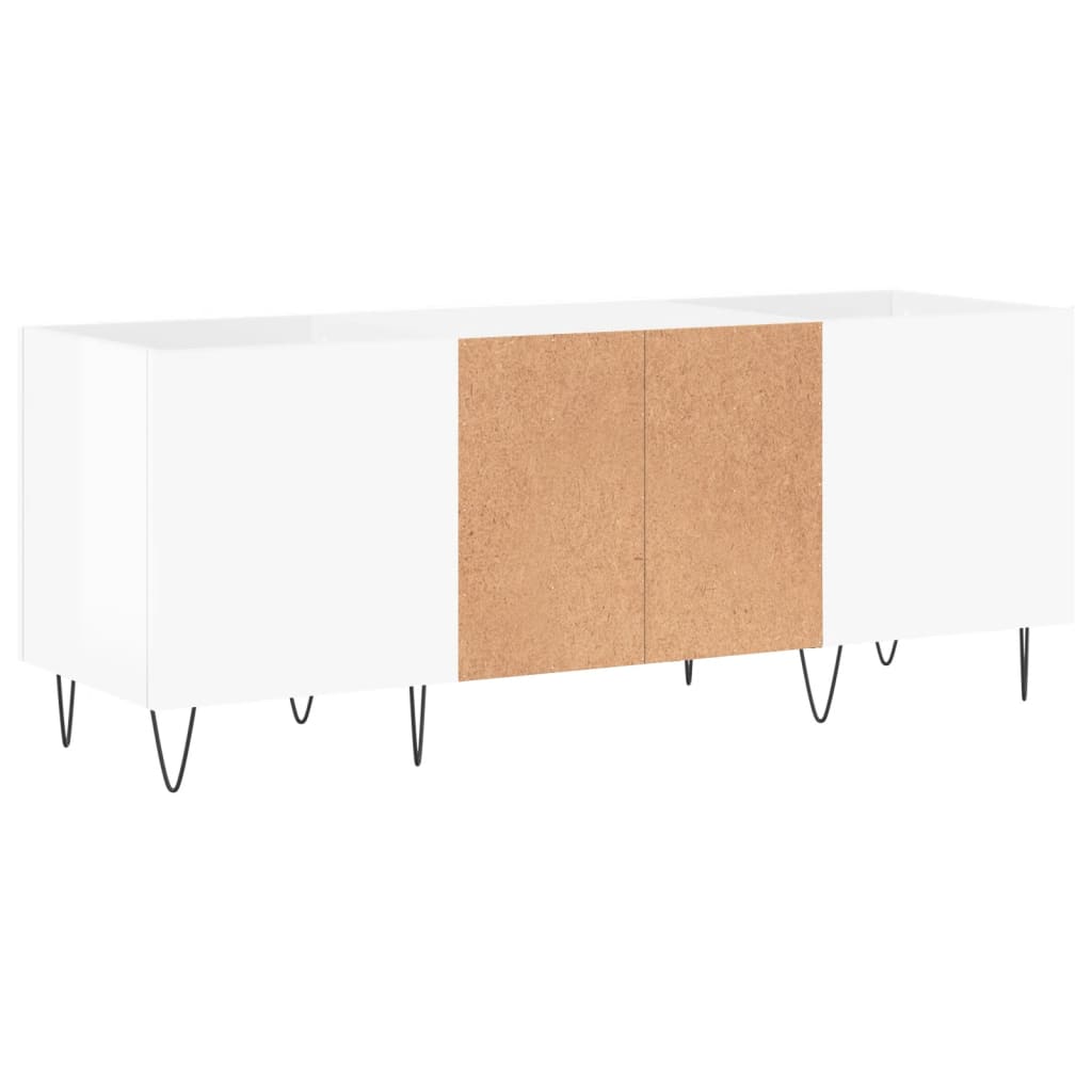 Disc cabinets glossy white 121x38x48 cm, processed wood