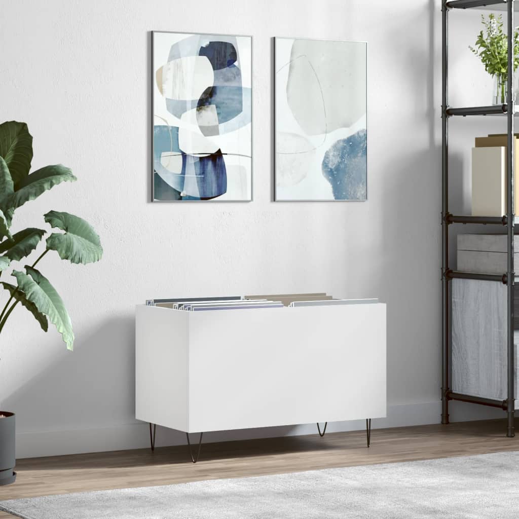 Record cabinet, white, 74.5x38x48 cm, processed wood