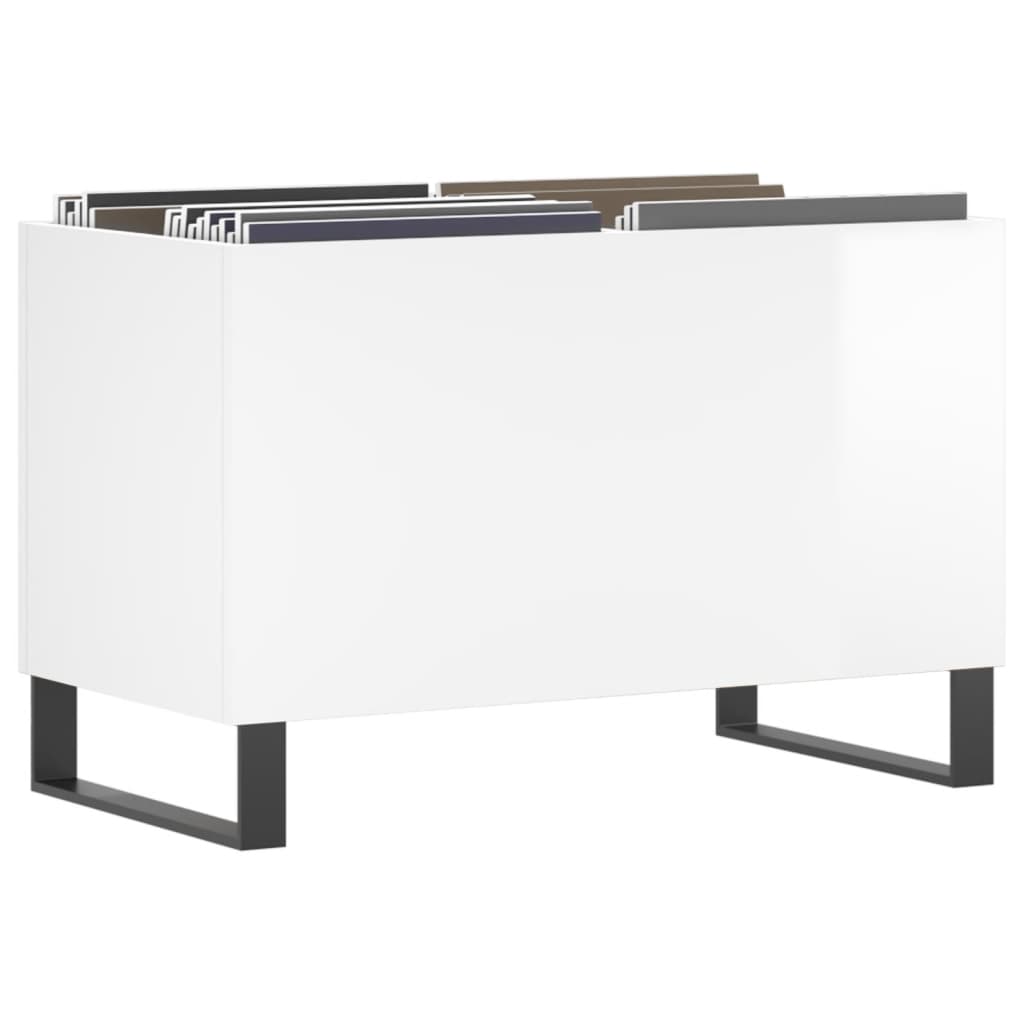 CD cabinet, extra-glossy white 74.5x38x48 cm processed wood