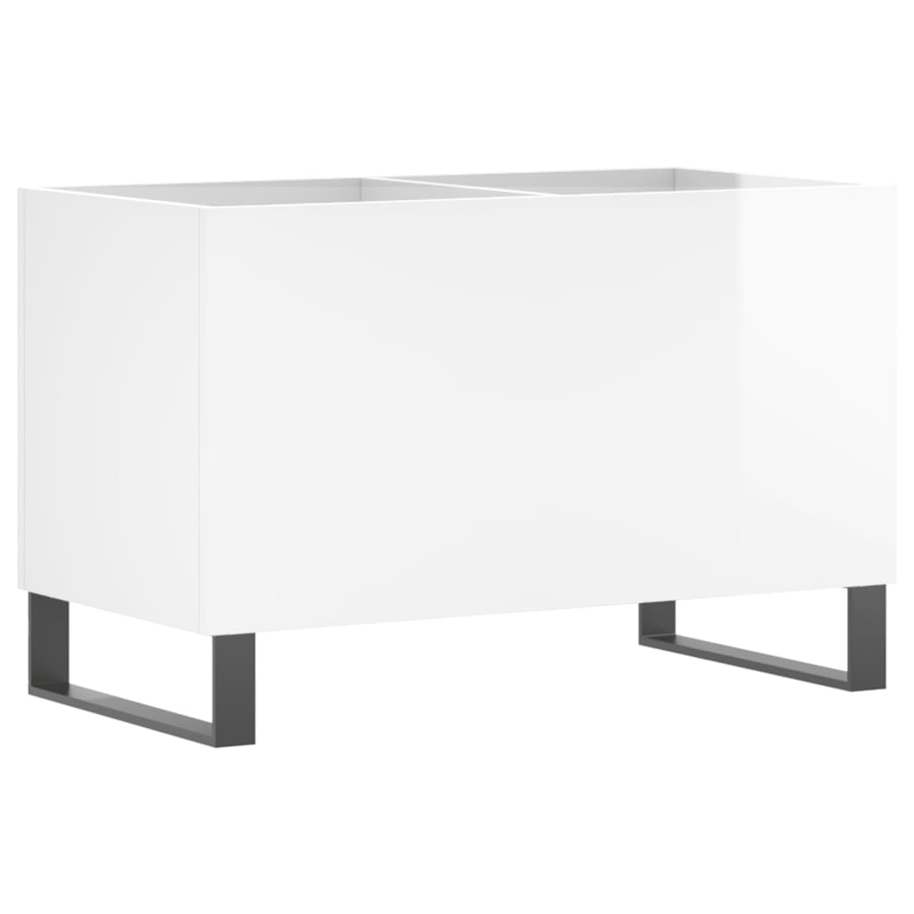 CD cabinet, extra-glossy white 74.5x38x48 cm processed wood