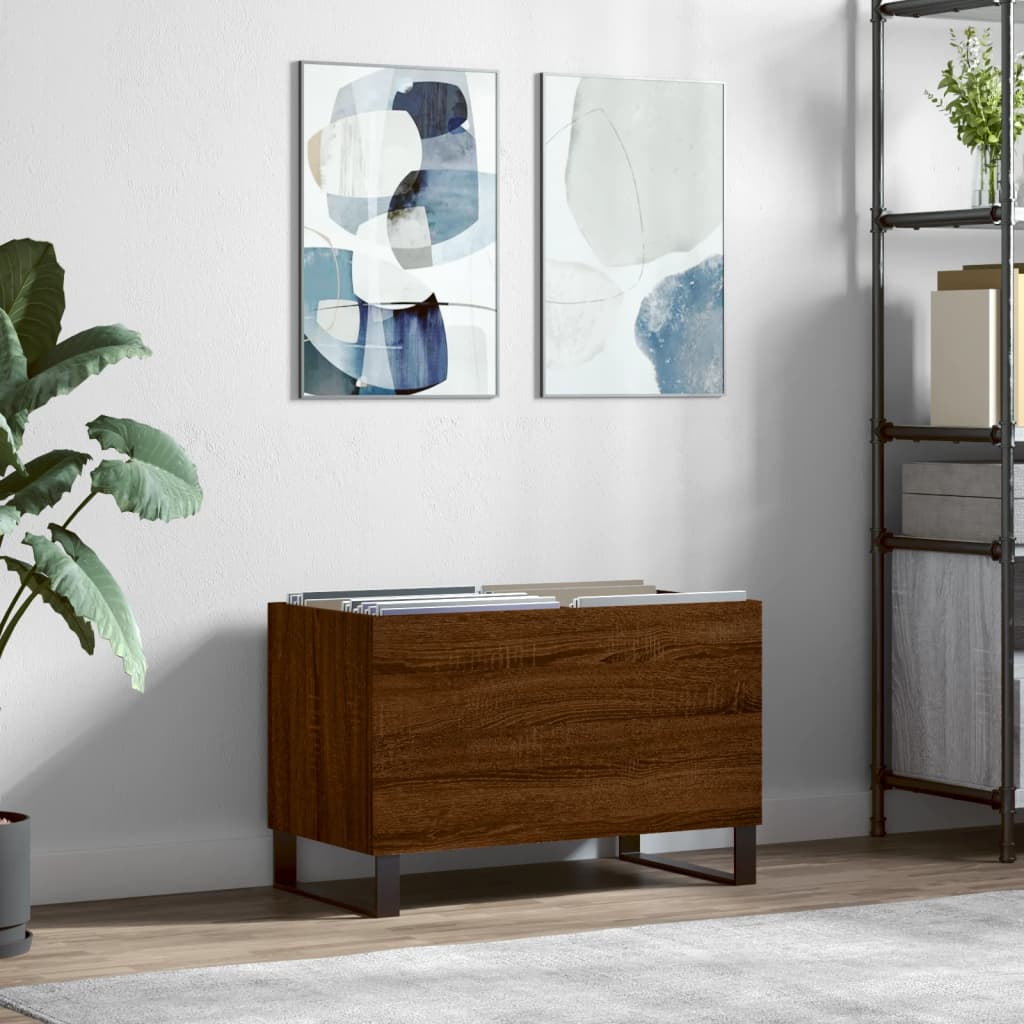 Cabinet for discs brown oak 74.5x38x48 cm processed wood