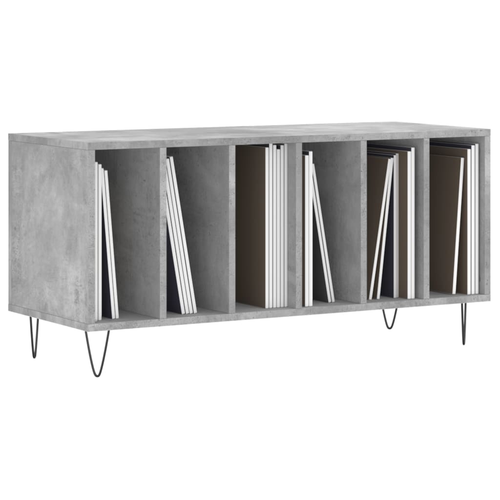 Cabinet for discs gray concrete, 100x38x48 cm, processed wood