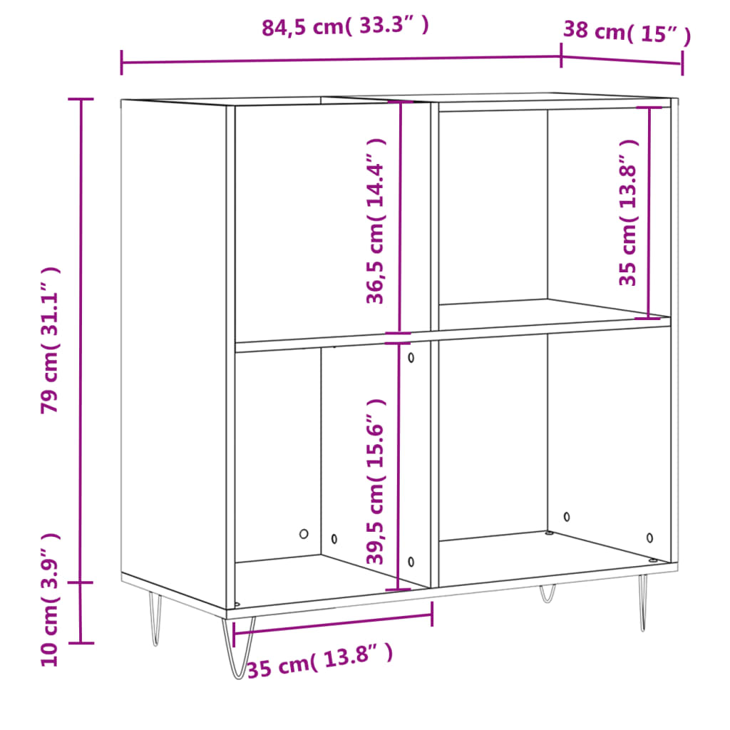 Sonoma gray record cabinet 84.5x38x89 cm composite wood