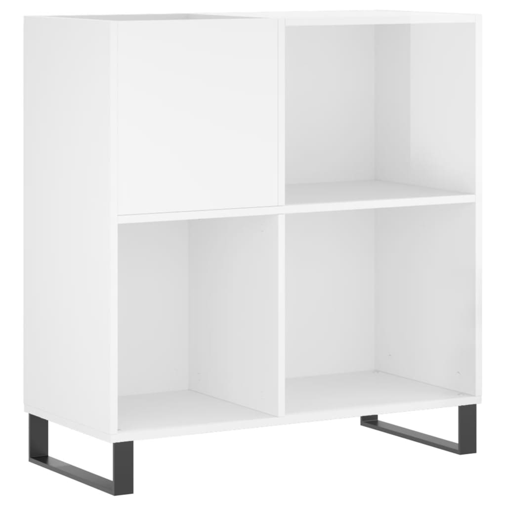Extra-glossy white record cabinet 84.5x38x89 cm composite wood