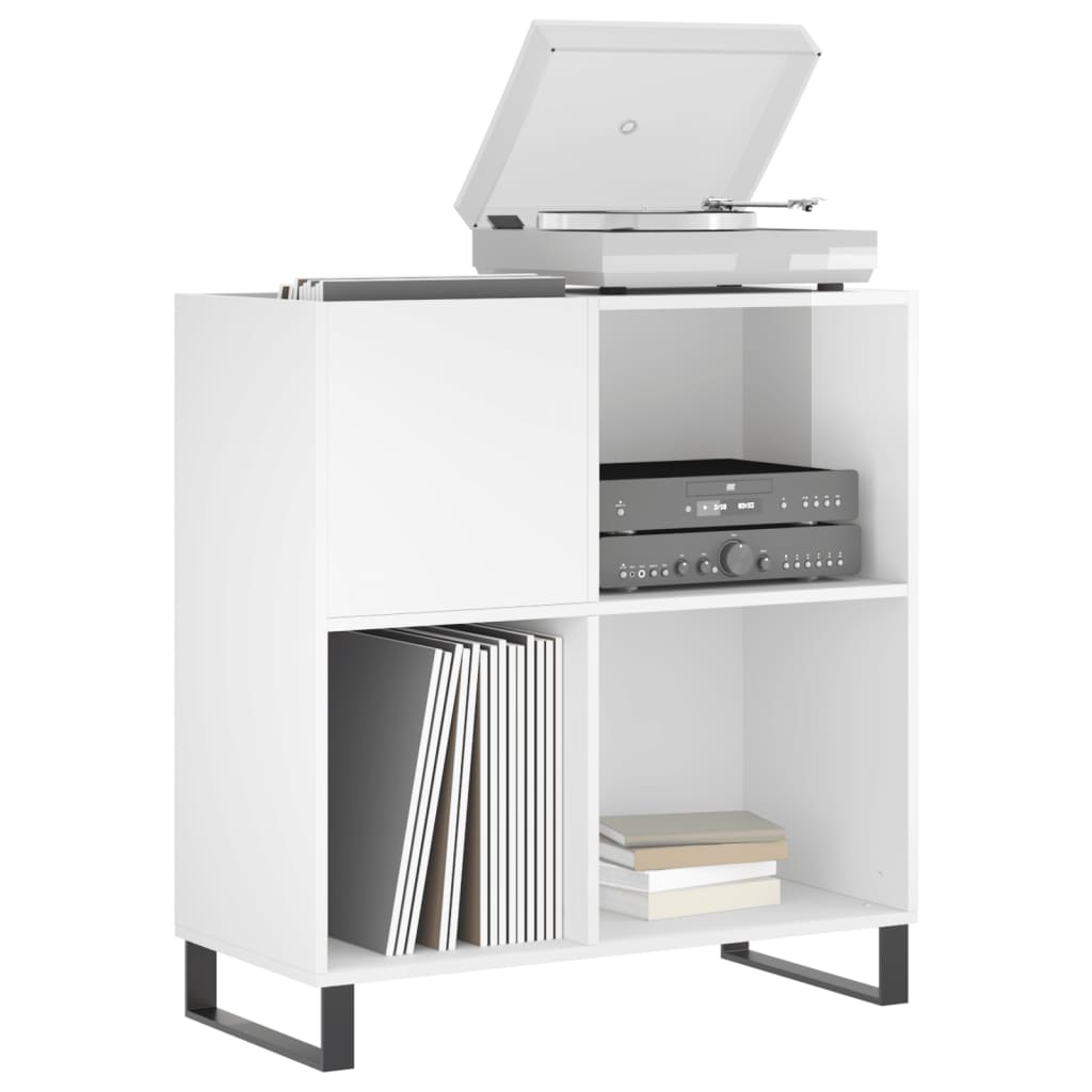 Extra-glossy white record cabinet 84.5x38x89 cm composite wood
