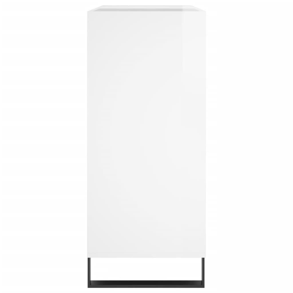 Extra-glossy white record cabinet 84.5x38x89 cm composite wood