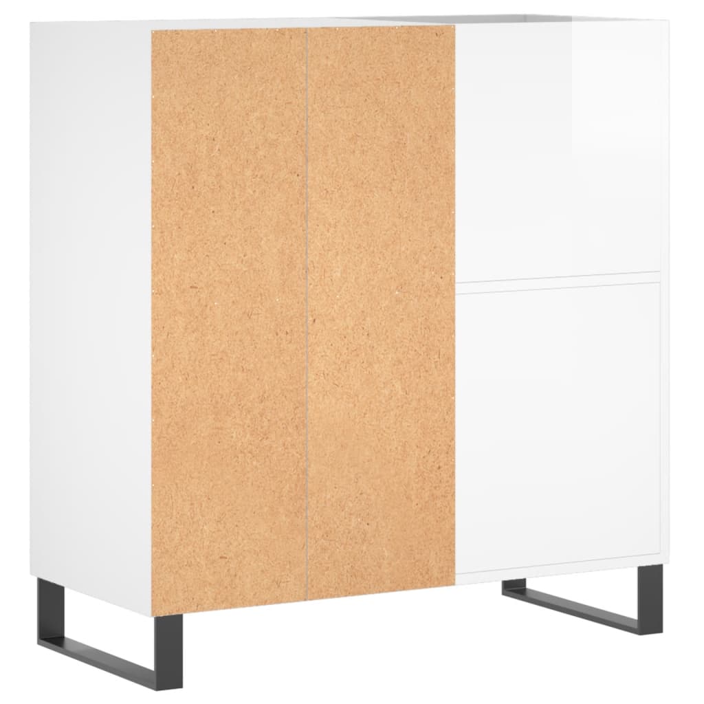 Extra-glossy white record cabinet 84.5x38x89 cm composite wood