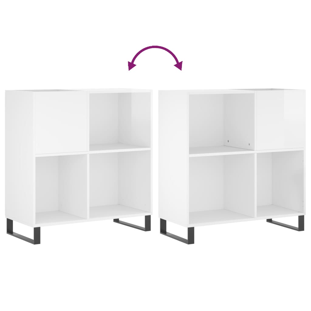 Extra-glossy white record cabinet 84.5x38x89 cm composite wood