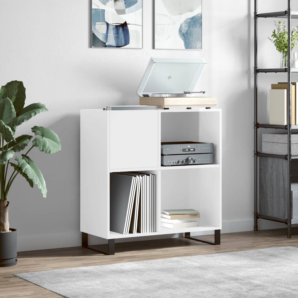 Extra-glossy white record cabinet 84.5x38x89 cm composite wood