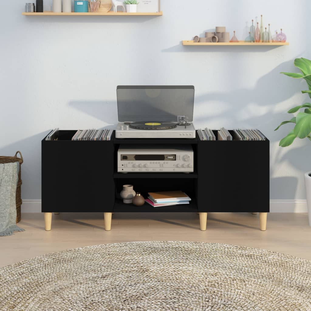 Disc chest of drawers, black, 121x38x48 cm, processed wood