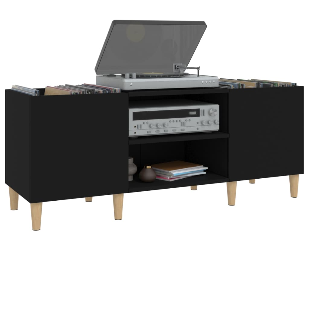 Disc chest of drawers, black, 121x38x48 cm, processed wood