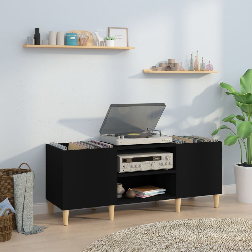 Disc chest of drawers, black, 121x38x48 cm, processed wood