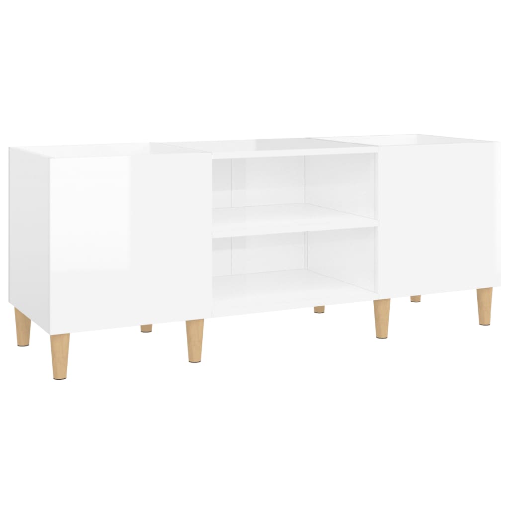 Disc cabinets glossy white 121x38x48 cm, processed wood