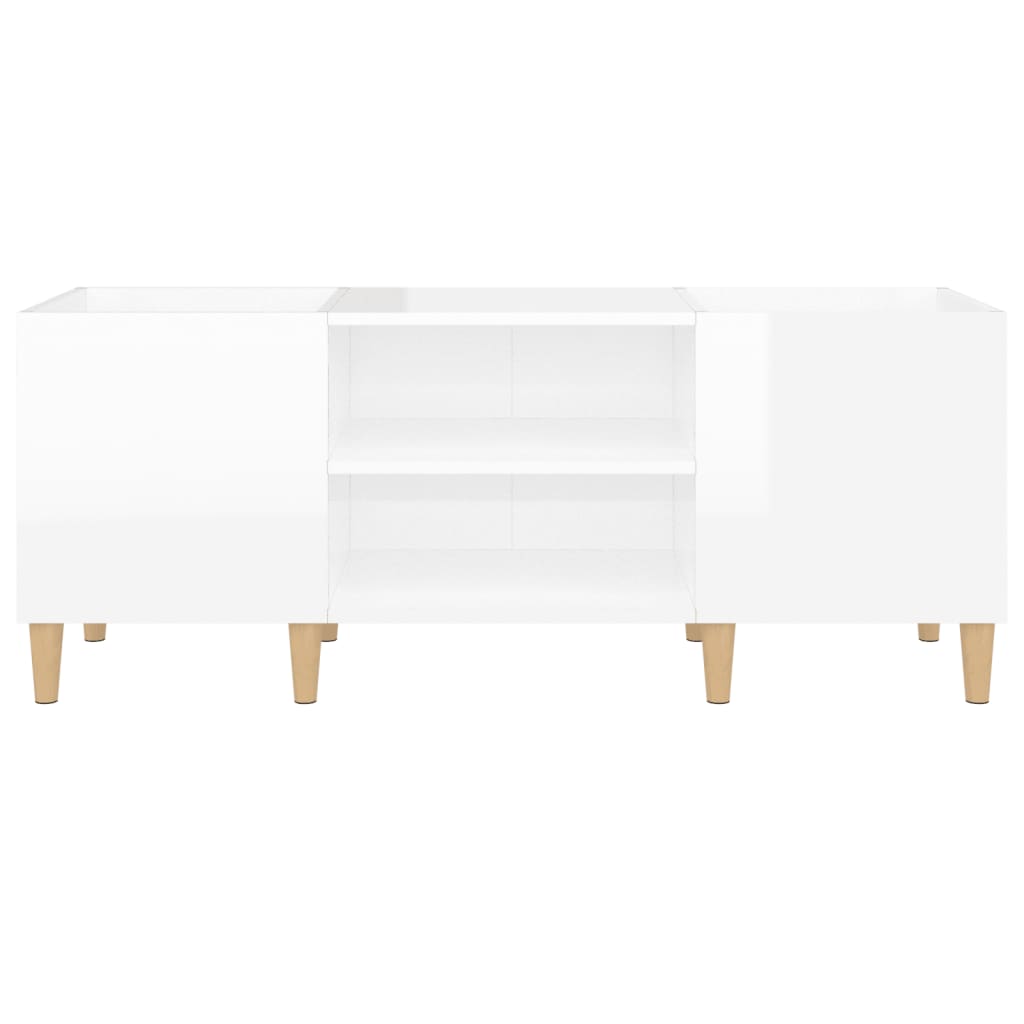 Disc cabinets glossy white 121x38x48 cm, processed wood