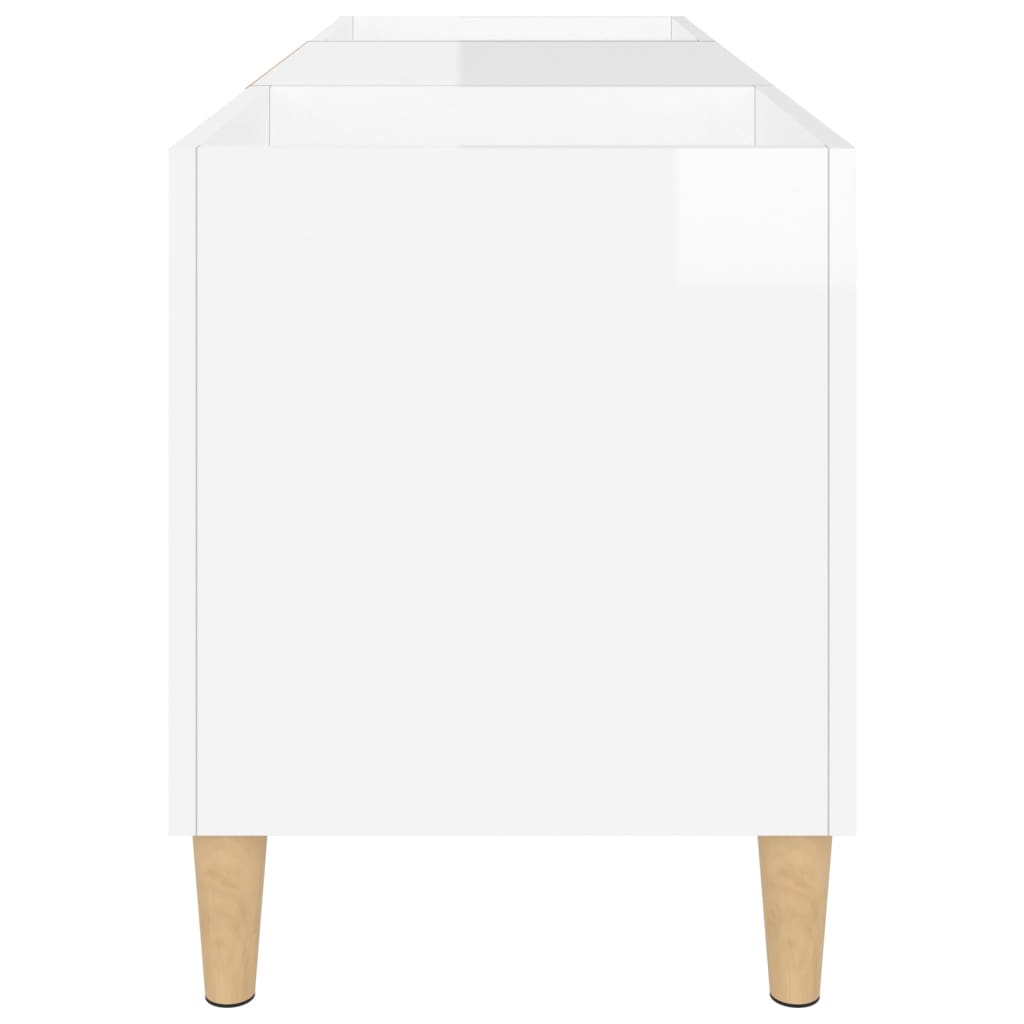Disc cabinets glossy white 121x38x48 cm, processed wood
