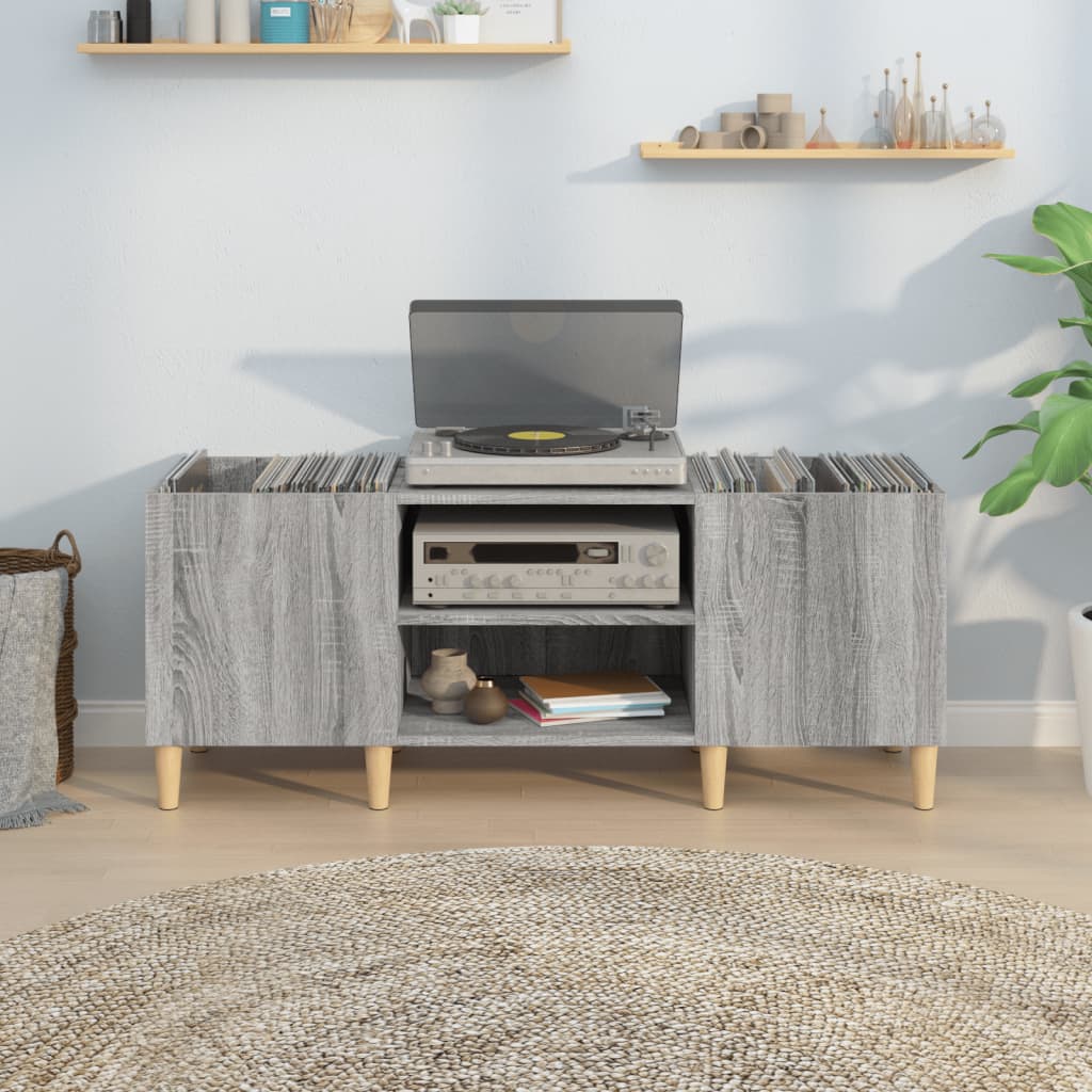Sonoma gray record cabinet, 121x38x48 cm, processed wood