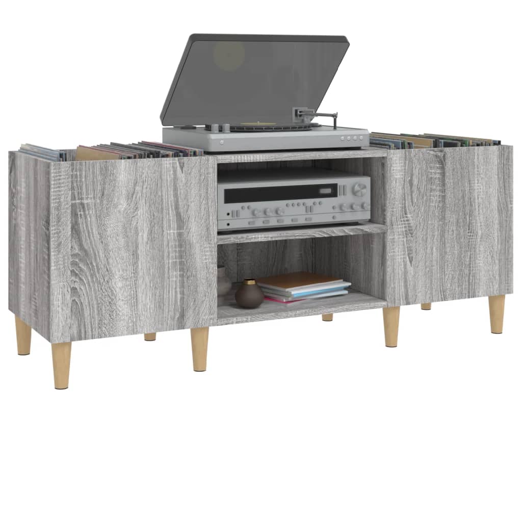 Sonoma gray record cabinet, 121x38x48 cm, processed wood