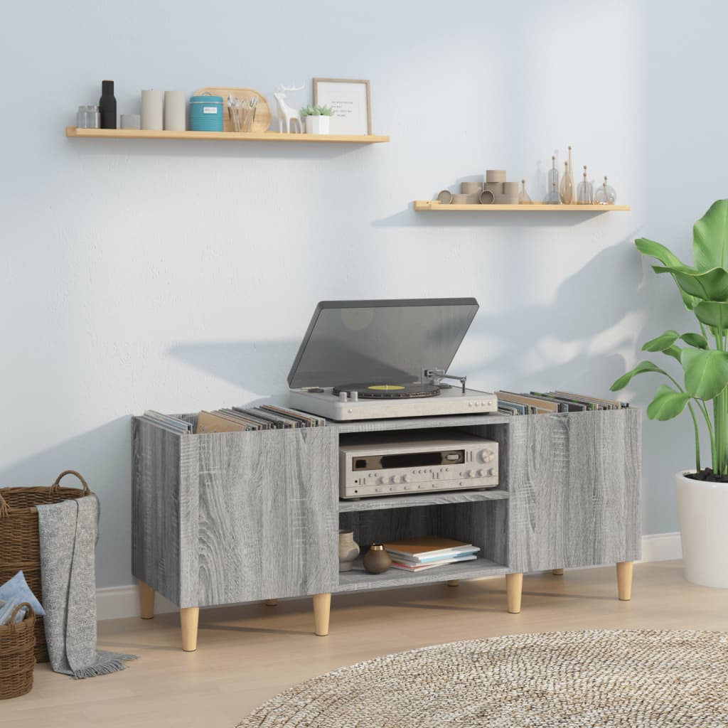 Sonoma gray record cabinet, 121x38x48 cm, processed wood