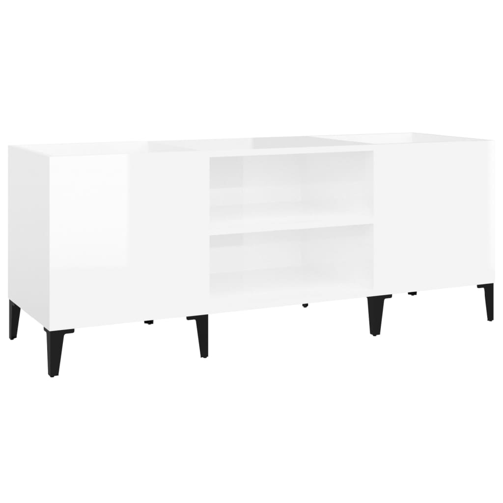 Disc cabinets glossy white 121x38x48 cm, processed wood