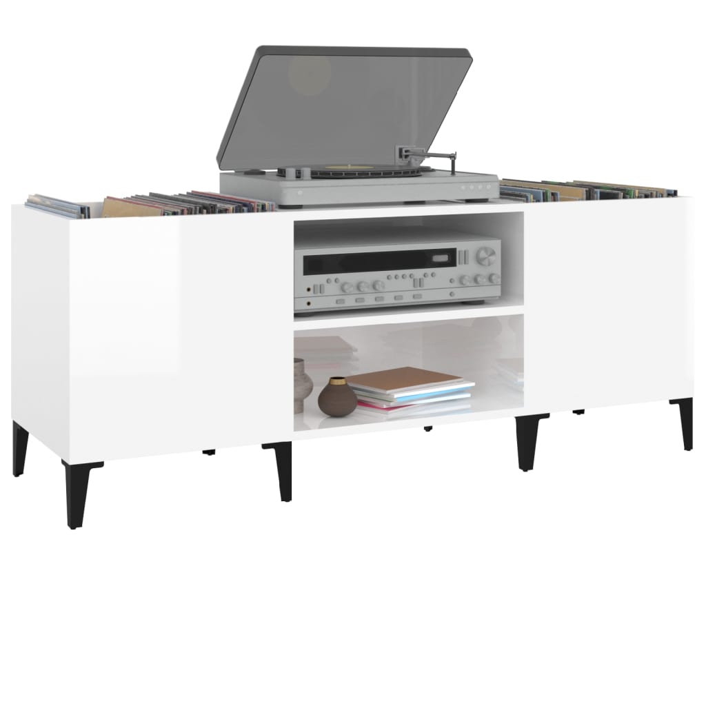 Disc cabinets glossy white 121x38x48 cm, processed wood